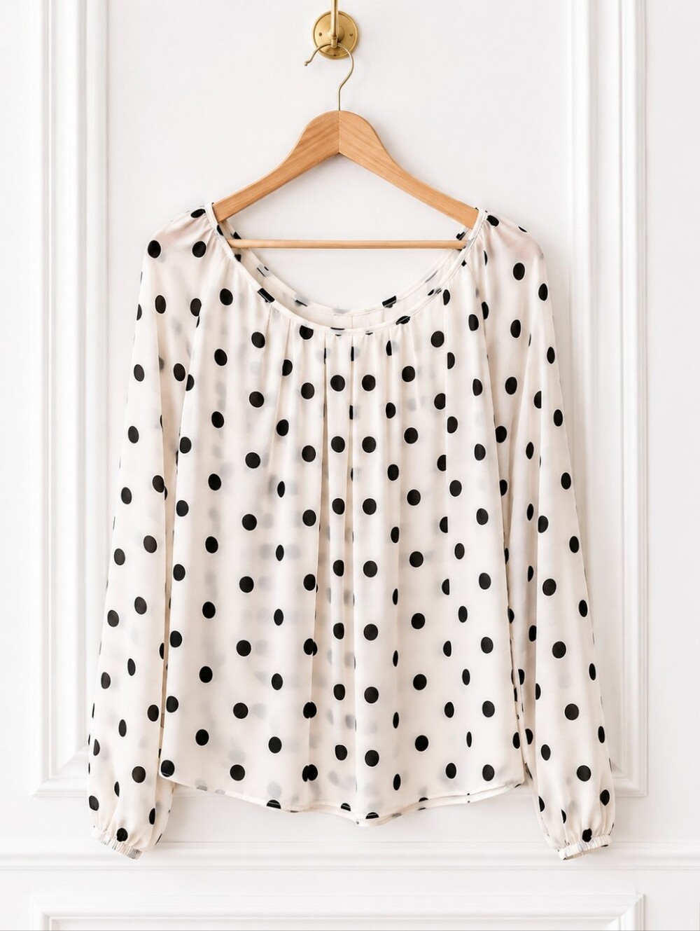 Forever 21 Polka Dot Semi Sheer Blouse Black White | Size Medium - Picture 6 of 11